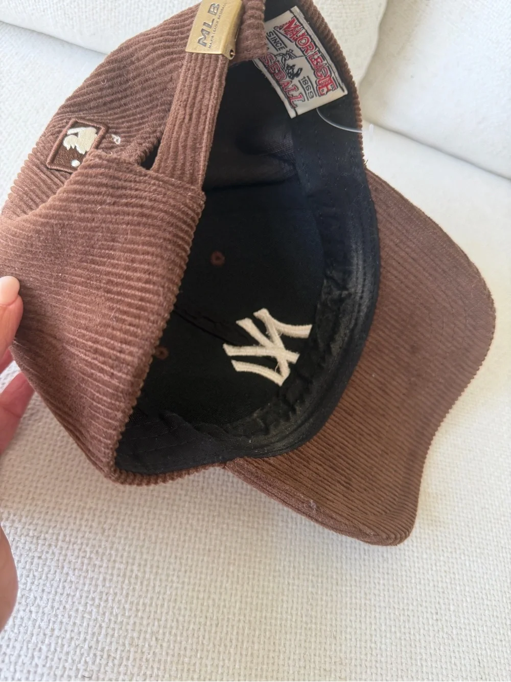 MLB New York Yankees Brown Corduroy Cap with Cream Logo